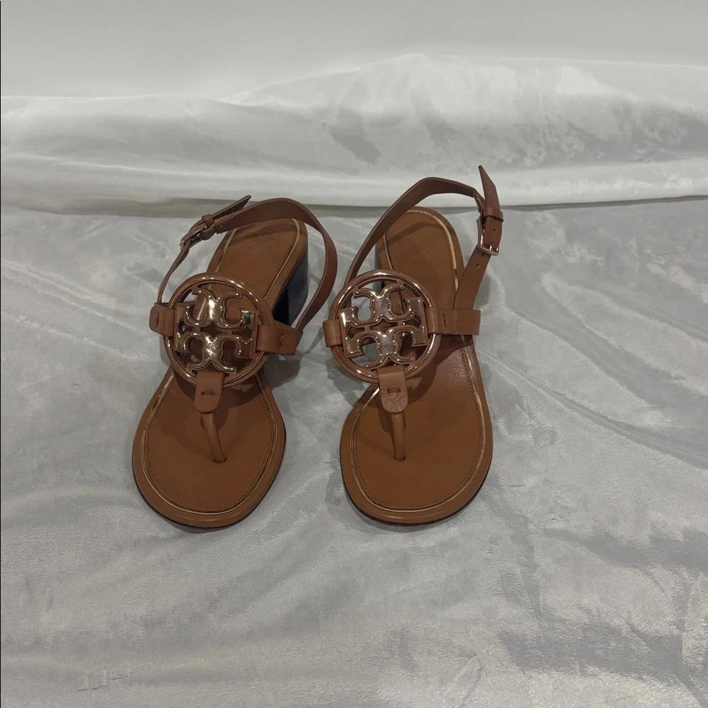 Tory Burch 6.5 Metal Miller Wedge Heels - Picture 2 of 9